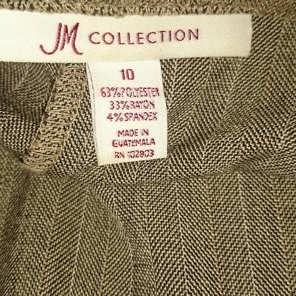 JM Collection Ladies Brown/Tan Pinstripe Pants - Picture 2 of 3